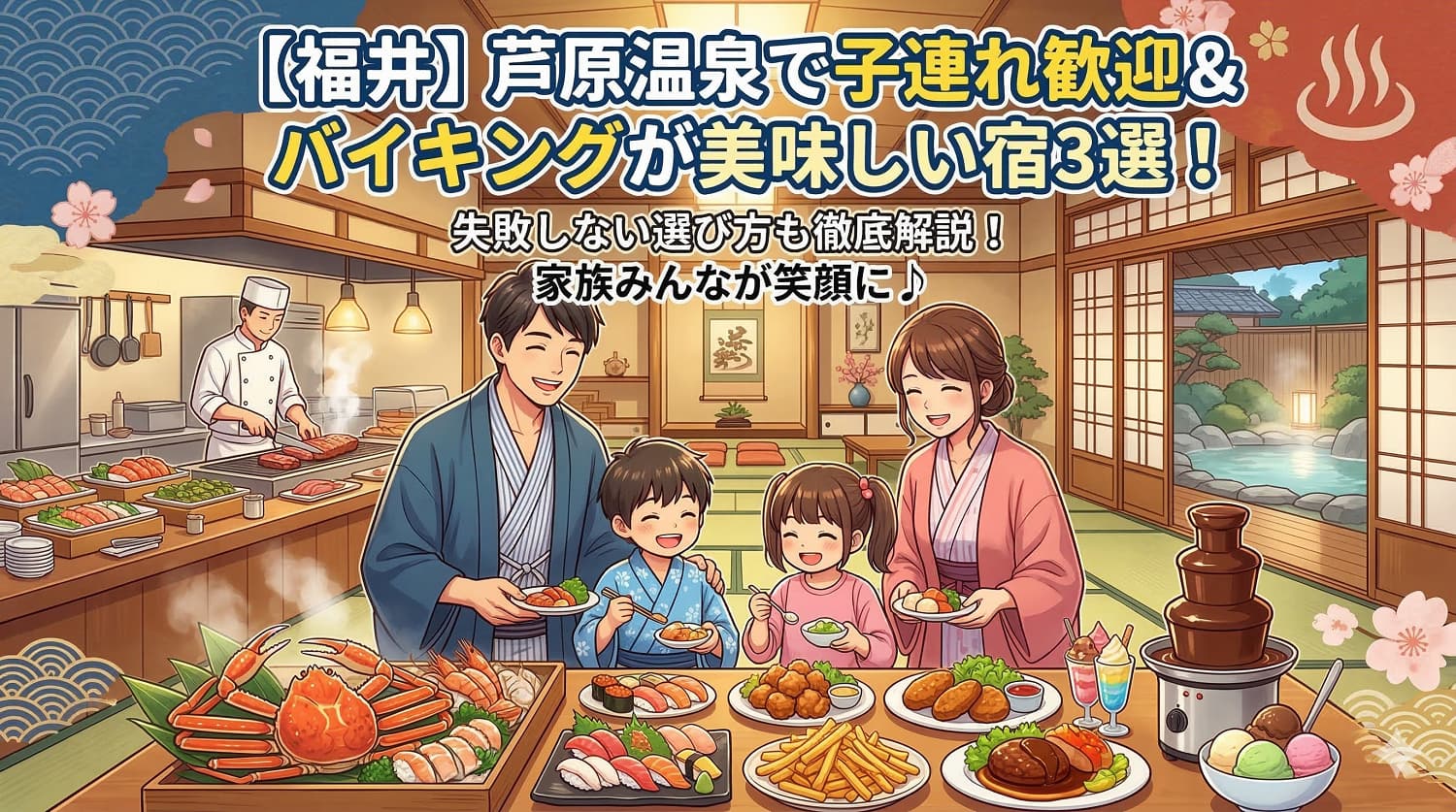 【福井】芦原温泉で子連れ歓迎＆バイキングが美味しい宿3選！失敗しない選び方