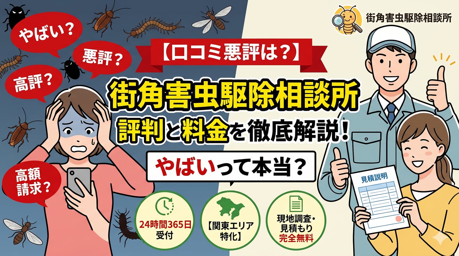 【口コミ悪評は？】街角害虫駆除相談所の評判と料金を徹底解説！やばいって本当？
