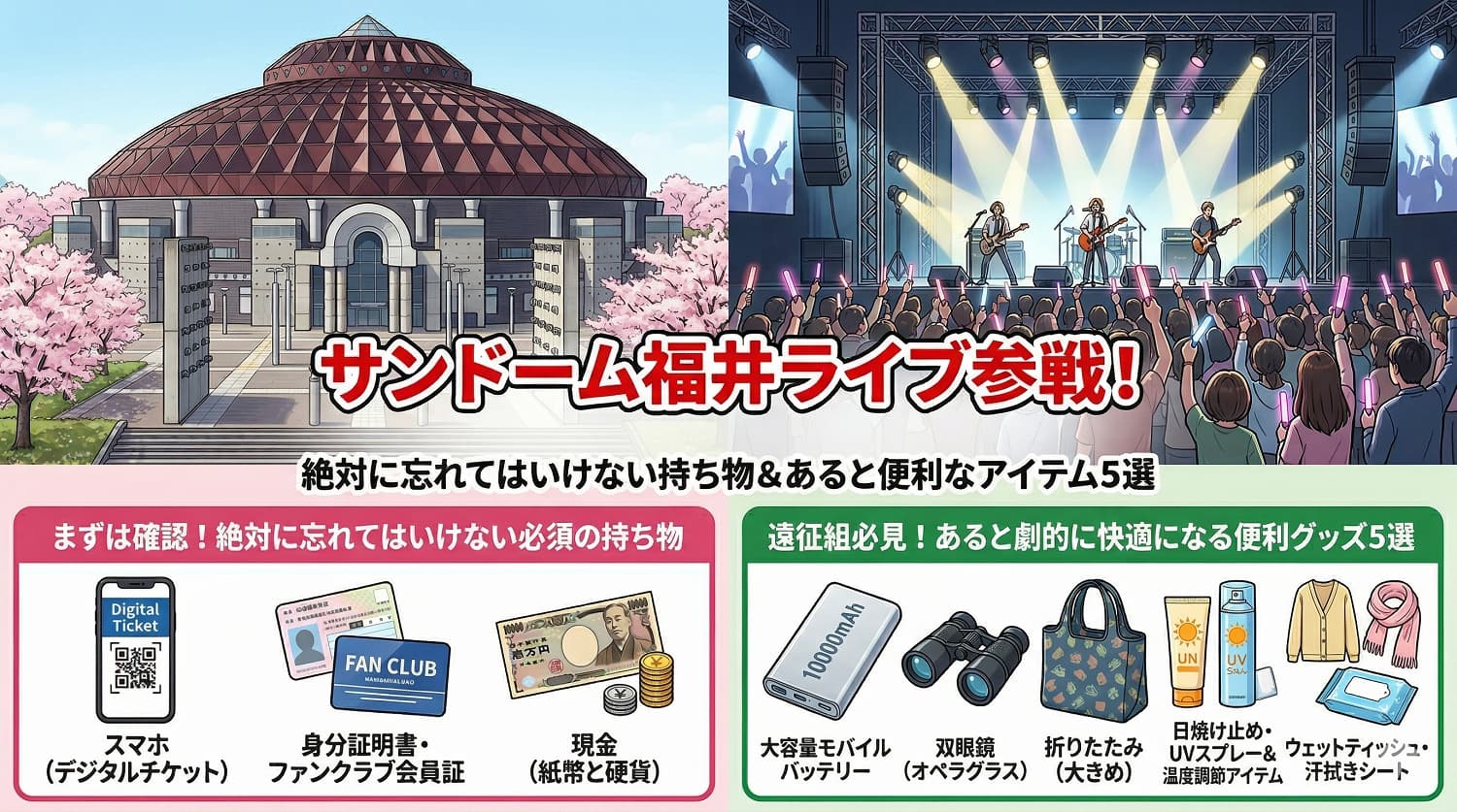 サンドーム福井でライブ参戦！絶対忘れてはいけない持ち物＆あると便利なアイテム5選