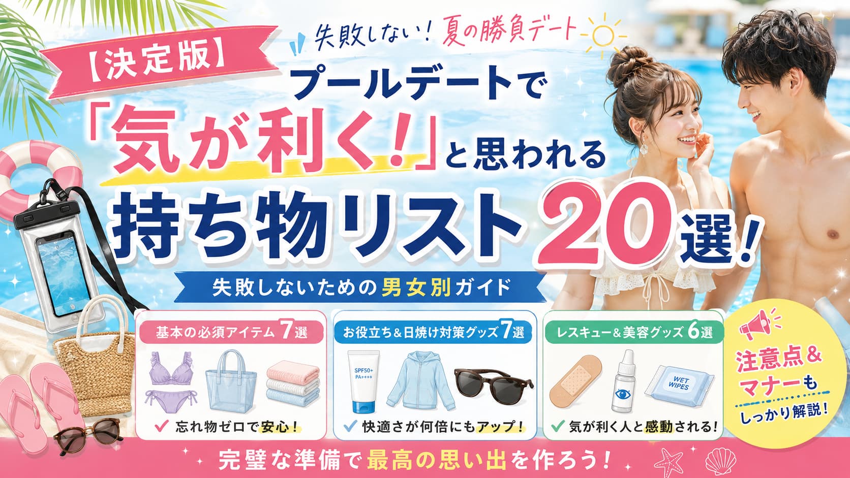 プールデートで「気が利く！」と思われる持ち物リスト20選！