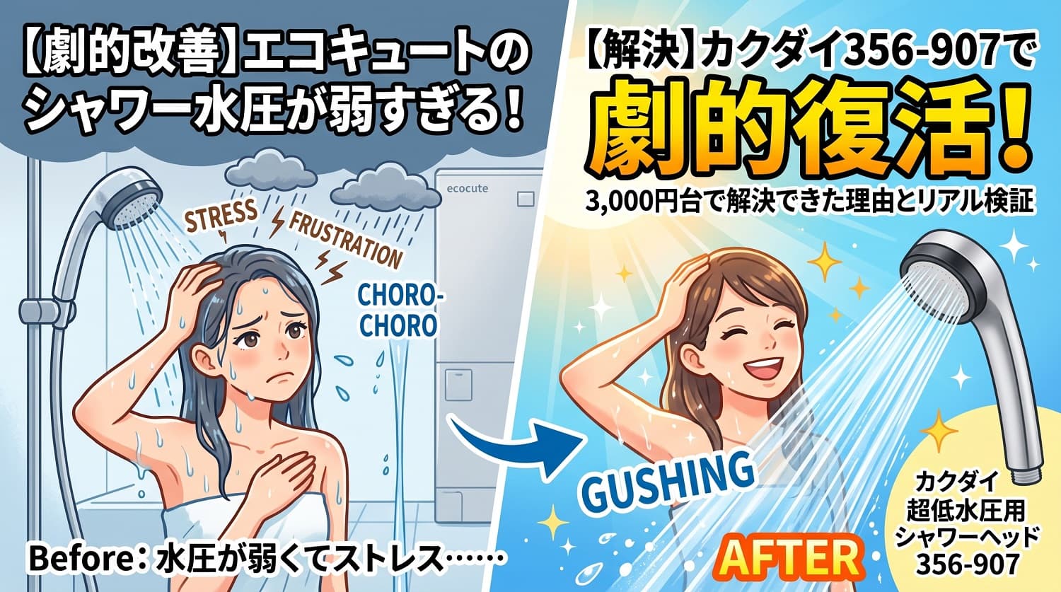 エコキュートのシャワー水圧が弱すぎる！