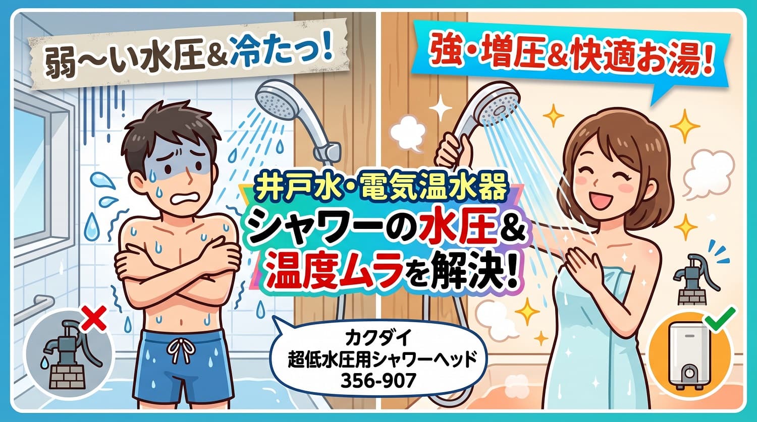 【井戸水・電気温水器】シャワーの水圧低下と温度ムラを解決！